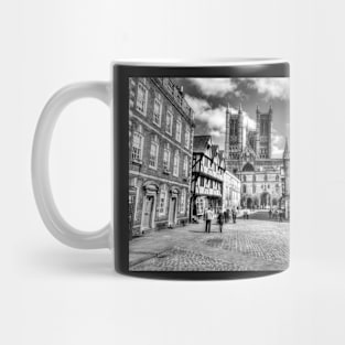 Lincoln Cathedral From Castle Square Black And White Mug